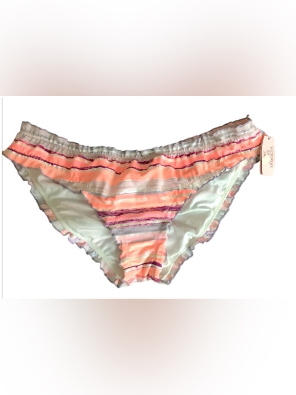 Victoria’s Secret The Ruffle Stripe Cheeky Swim Bottom Medium NWT Y2K Sexy